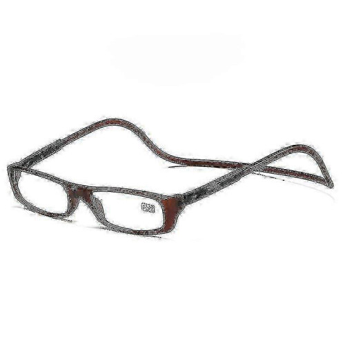 (200, Coffee) Folding Reading Glasses with Magnetic Snap Click Front and Hanging Neck Spectacles