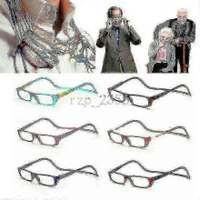(100, Black) Folding Reading Glasses with Magnetic Snap Click Front and Hanging Neck Spectacles