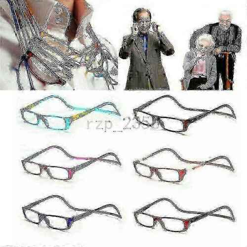 (100, Red) Folding Reading Glasses with Magnetic Snap Click Front and Hanging Neck Spectacles 1