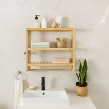 Badezimmer-Wandregal mit Handtuchhalter und Haken