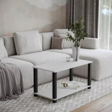 (white+black) 2 Tier Coffee Table Side Table With Shelf TV Stand Minimalist Style 83cm Center Table Living Room