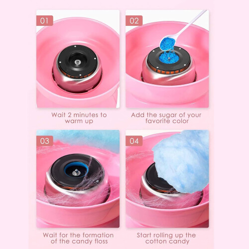 Candy Floss Maker Machine Mini Portable Pink, Automatic Electric Sugar Cotton Candy Machine, DIY Cotton Candy Maker 2