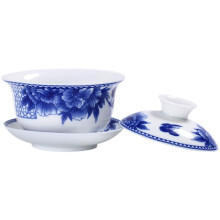 Chinrese Traditional Tea Blue And White Porcelain Tea Bowl And Saucer, Large Size For Tea Drinking