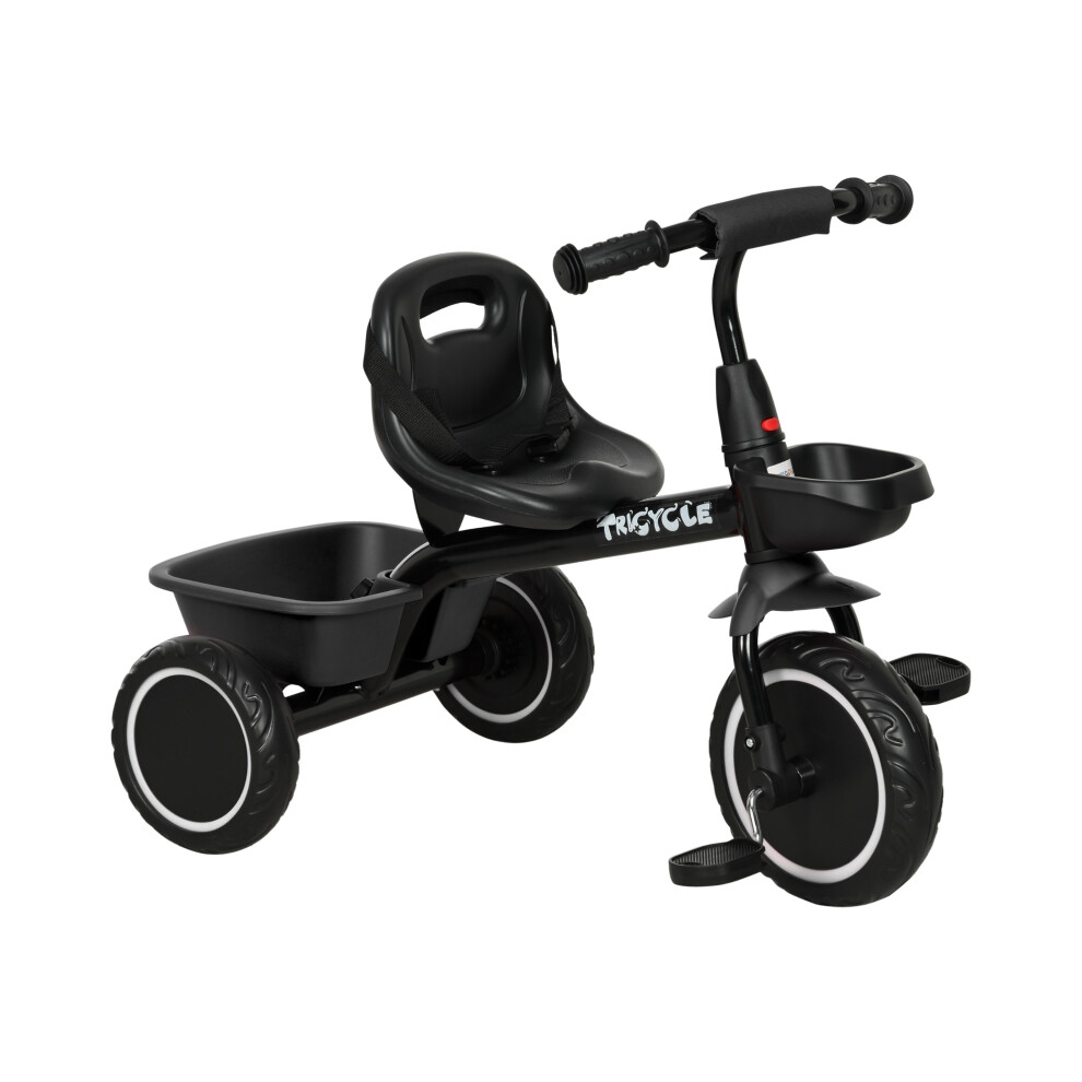 Children's Tricycle for 2-5 Years with Adjustable Seat Pedal Baskets Black Sturdy Construction & Easy to Use-image-OPC-PMDTW67-NEW