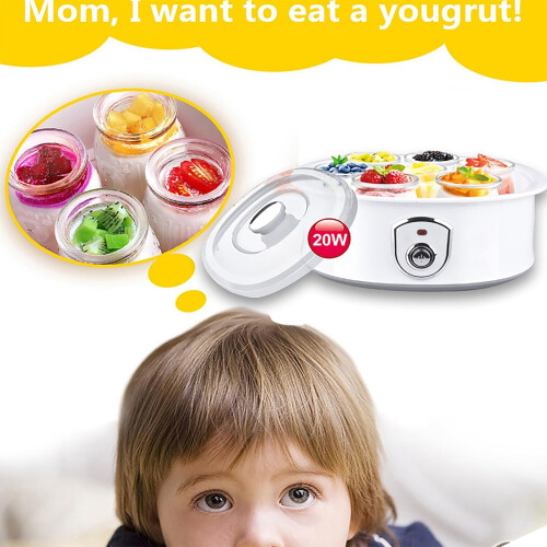 Automatic Yogurt Maker With LED Display, Compact Stainless Steel Container, Adjustable Temperature And Time, Easy Clean 1
