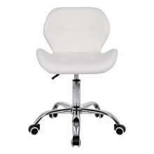 (PU-White) PU/Fabric/Velvet Swivel Office Chair, Dressing Stool,Dressing Chairs,Pink Chair,Computer Desk Chair,Height Adjustable Padded Armless Desk