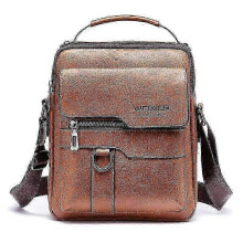 (Light Brown) Men Shoulder Bag PU Leather Messenger Bag Crossbody Handbag Satchel Sling Bags 25-26s