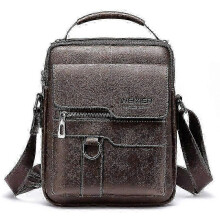 (Dark Brown) Men Shoulder Bag PU Leather Messenger Bag Crossbody Handbag Satchel Sling Bags 25-26s
