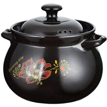 Non-Stick Ceramic Casserole 2.8L Earthenware Clay Pot Stockpot With Lid For Stew And Soup Scratch-Resistant Black