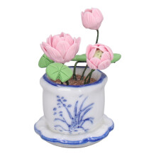 1:12 Puppenhaus Topf Lotus Blume Topf Miniatur