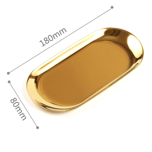Ovaler Schmuckbehälter Servierplatte Snacktablett Golden 1