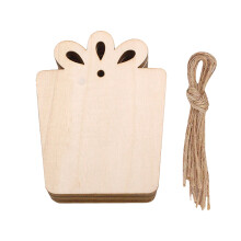 10pcs wooden christmas tree ornaments in gift box shape with hemp rope