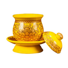 Buddhist Water Offering Bowl Ceramic Tibetan Style Holy Water Holder For Worship Supplies