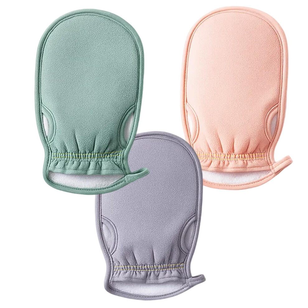 Pink/Green/Purple Exfoliating Glove 3-Pack Body Scrub Exfoliator Mitt For Dead Skin Removal And Ingrown Hair Prevention