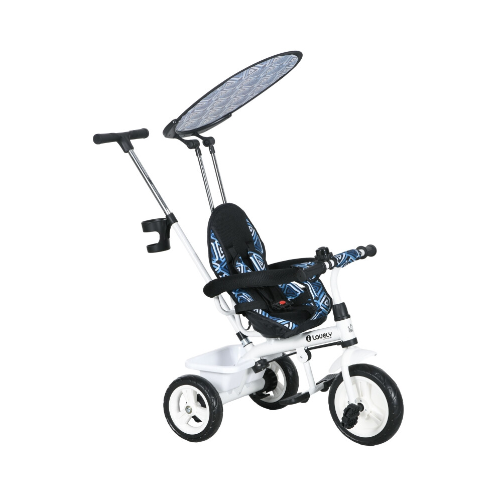 Tricycle for Kids 6 in 1 with 5-point Harness Removable Canopy Blue â Adjustable Durable Steel Frame Safety Straps-image-OPC-PMDTZ2S-NEW