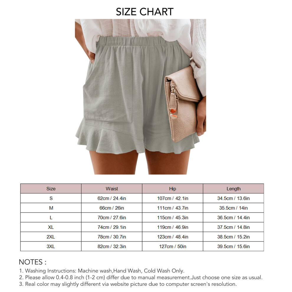 Gray 3XL High Waisted Elastic Pleated Shorts for Women, Polyester-image-OPC-PMDTZ8V-NEW