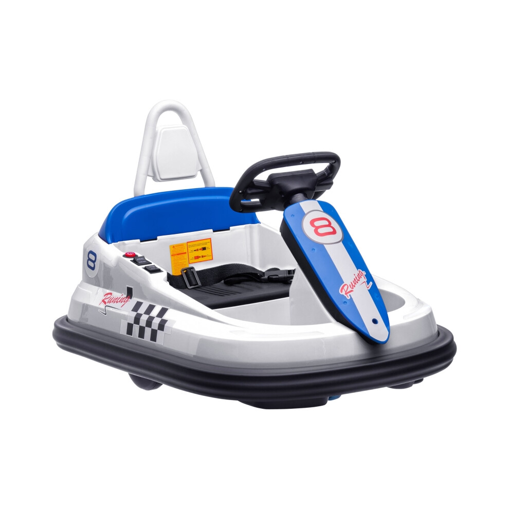 Kids 6V Electric Bumper Car with Music Horn & Lights - White Sturdy Material Easy to Operate Perfect for Ages 2-5-image-OPC-PMDTZYK-NEW