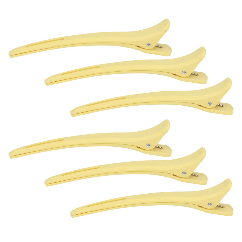 Yellow 6Pcs Resin Hair Sectioning Clips, Firm Grip Hairdressing Clamp