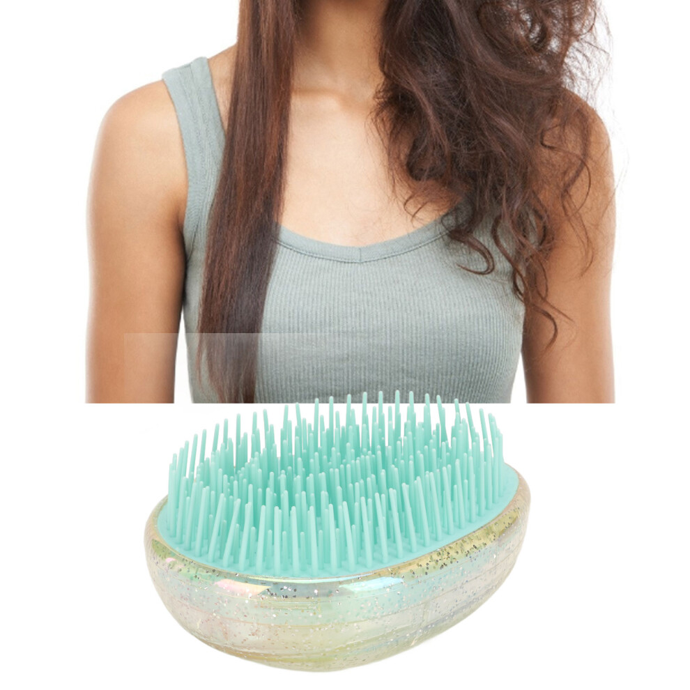 Unisex Egg Shape Wet & Dry Hair Brush Portable Scalp Massager Detangler