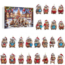 (B) 2025 Holiday Advents Calendar Capybara 24 Days Countdown Acrylic Capybara Pendants Toys for Kids Children