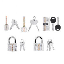 5 Pcs Transparent Padlock Set Pick Cutaway Practice Lock with Key Removing Hook Kit Tool 25-26s