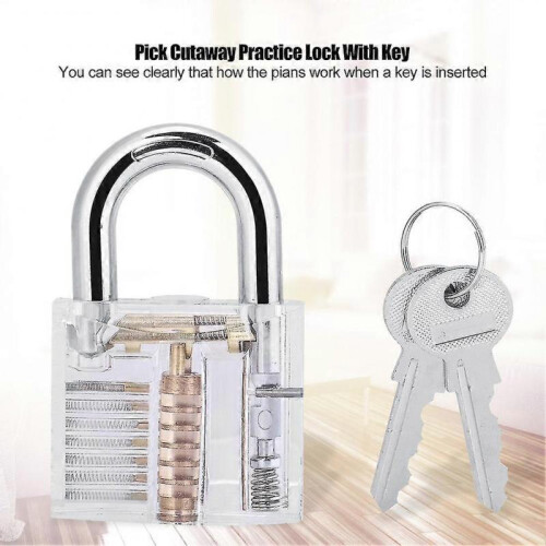 5 Pcs Transparent Padlock Set Pick Cutaway Practice Lock with Key Removing Hook Kit Tool 25-26s 1