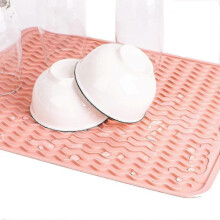 (Pink) Silicone Drainage Mat Dish Drying Mat Drain Boards Heat Resistant Pad Non Slip Placemat 25-26s