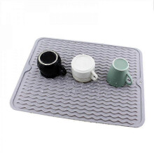 (Light Grey) Silicone Drainage Mat Dish Drying Mat Drain Boards Heat Resistant Pad Non Slip Placemat 25-26s