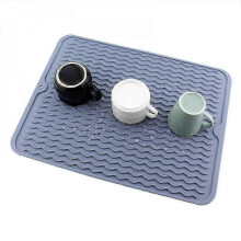 (Dark Grey) Silicone Drainage Mat Dish Drying Mat Drain Boards Heat Resistant Pad Non Slip Placemat 25-26s