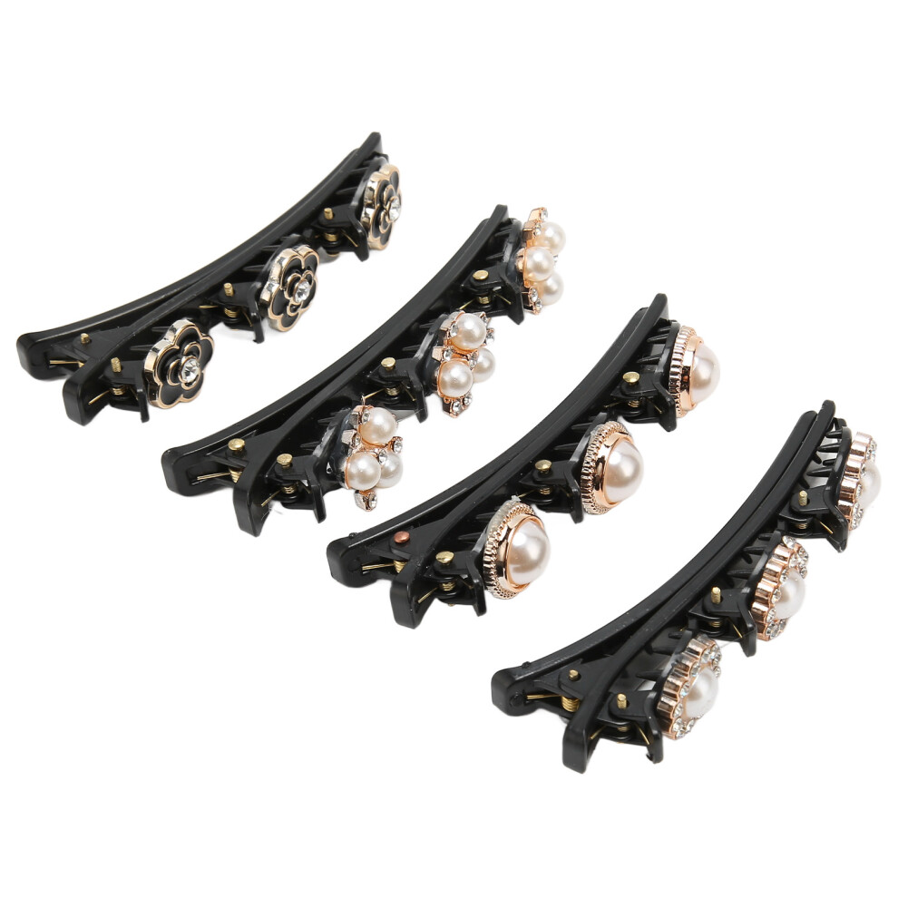 Unisex 4 Styles Braided Hair Clips With Rhinestones For Elegant Hairstyles