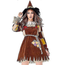 (XL, female) Adult Women Scarecrow Cosplay Costume Fantasia Halloween Purim Carnival Mardi Gras Costumes Fancy Dress 25-26s