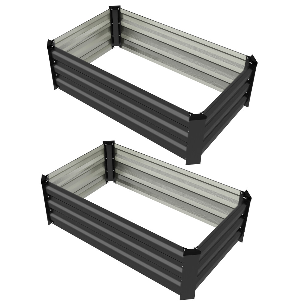 Grey Steel Planter Boxes Set of Two 100x60cm - Robust Outdoor Planters with Modern Design for Garden & Balcony-image-OPC-PMDV68J-NEW