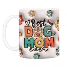 (M3) Tyuhe 400ML Cat Mom Dog Mom Christmas Mug 3D Flat Design Art Prints Large Handle Vibrant Color Thick Coffee Mug 25-26s
