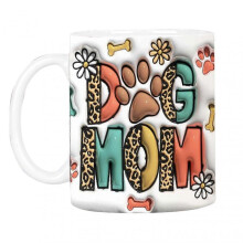 (M2) Tyuhe 400ML Cat Mom Dog Mom Christmas Mug 3D Flat Design Art Prints Large Handle Vibrant Color Thick Coffee Mug 25-26s
