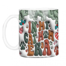 (M5) Tyuhe 400ML Cat Mom Dog Mom Christmas Mug 3D Flat Design Art Prints Large Handle Vibrant Color Thick Coffee Mug 25-26s