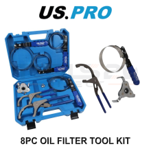 US PRO Tools 8pc Oil / Fuel Filter Removal Wrench Set Adjustable Pliers Straps 7588