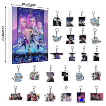(G) K-pop Demon Hunters Acrylic Advent Calendar Set 24 Days Surprise Gift Box for Fans & Kids.z