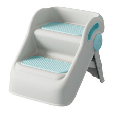 Double Levels Kids Step Stool Foldable Bathroom Stool For Kids Anti-Slip Safety Design Two-Tier White and Blue