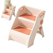 Kids Bathroom Stool Foldable 2-Step Stool Anti-Slip With Handles Potty Training Stool For Home Kitchen Bedroom Classroom