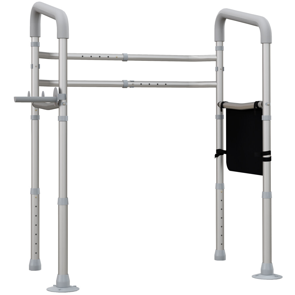 Toilet Frame for Elderly & Disabled Adjustable Height & Width Safety Arms 136kg Capacity with Storage & Suction Cups-image-OPC-PMDV7WH-NEW