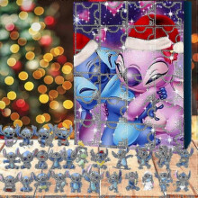(B) Lilo & Stitch Cartoon Figures Christmas Advent Calendar 24pcs Cartoon Toys Ornament Countdown Calendar-sz3