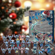 (A) Lilo & Stitch Cartoon Figures Christmas Advent Calendar 24pcs Cartoon Toys Ornament Countdown Calendar-sz3