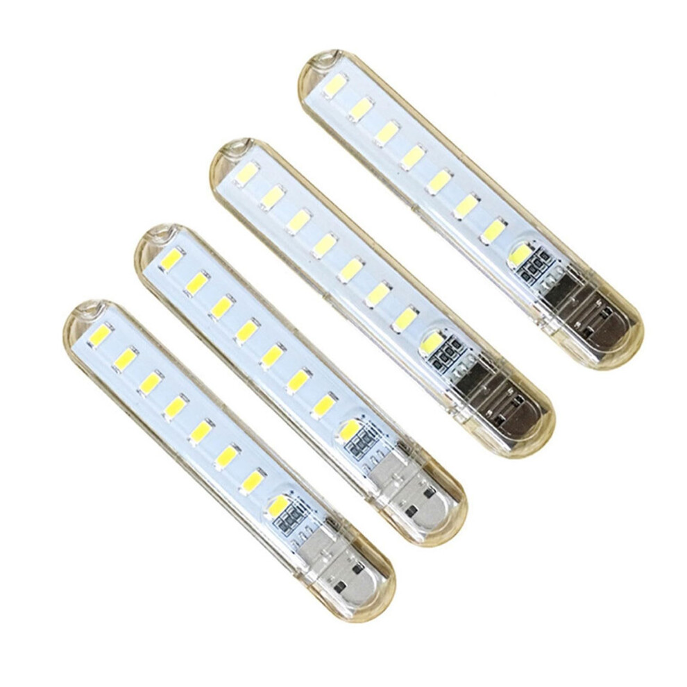 Usb Led Book 4 Pack Portable 5V Bright Reading Lamp For Pc Laptop Notebook 8 Led Light/White 9393856579877