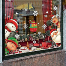 (The bearded old man) christmas window clings snowflake decorations for glass holiday party decals 4 sheets