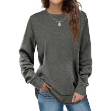 (3XL, Gray) Women's Casual Long Sleeve Crewneck Sweatshirts with Tunic Top Design