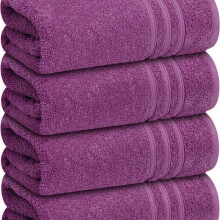 (Purple, Pack of 3 Piece) Experience Luxury: 80x140CM Large Bath Sheets, 500 GSM 100%Cotton for Supreme Softness.Superior Absorbency & Plush Comfort.