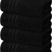 (Black, Pack of 6 Piece) Experience Luxury: 80x140CM Large Bath Sheets, 500 GSM 100%Cotton for Supreme Softness.Superior Absorbency & Plush Comfort.