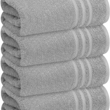 (Silver, Pack of 8 Piece) Experience Luxury: 80x140CM Large Bath Sheets, 500 GSM 100%Cotton for Supreme Softness.Superior Absorbency & Plush Comfort.