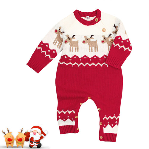 gebreide kerstromper met elf, siamees , , rood, 80 cm 2