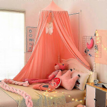 (orange) baby canopy chiffon crib play tent nursery canopy height 240cm hem length 260cm